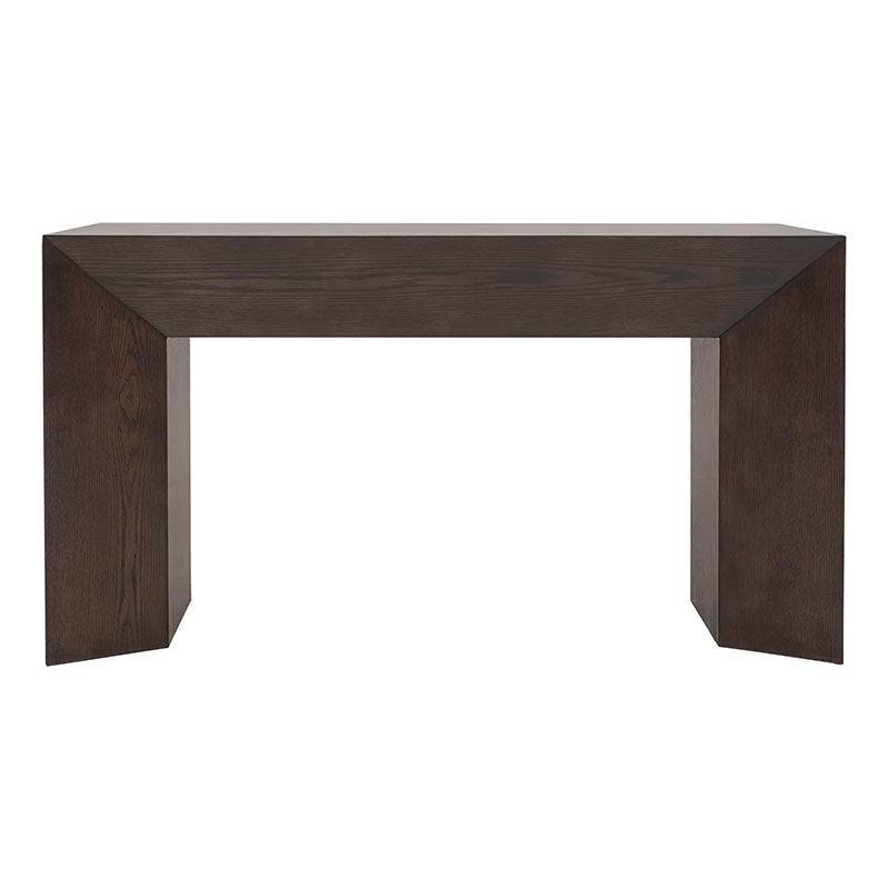 Consola Ripol de color gris Ash con acabado en madera industrializada y enchapado en encino, diseñada por deurope.com.mx.