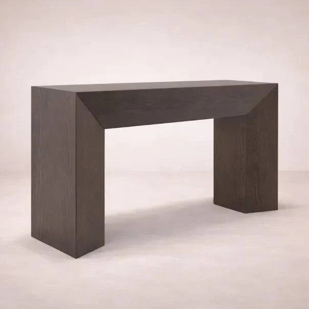 Consola Ripol de color gris ash con acabado en madera industrializada y encino, diseño moderno y elegante.