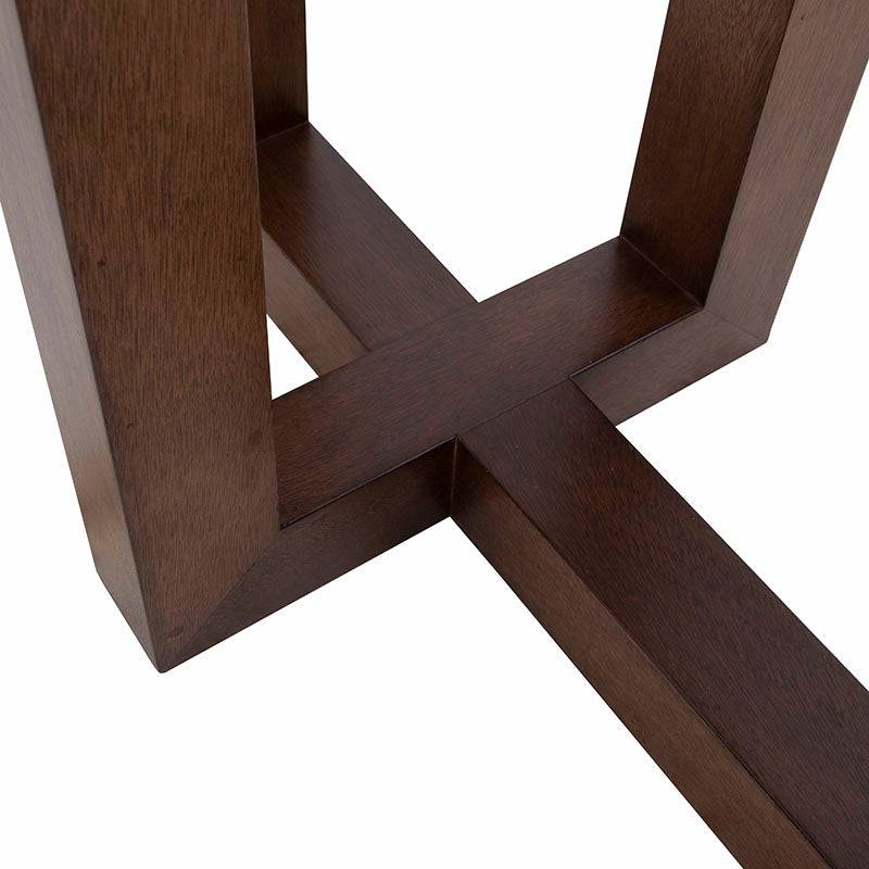 Consola Kaori deurope.com.mx, mueble de madera con acabado en chapa de nogal y cubierta de mármol veneciano, 150 cm de ancho.