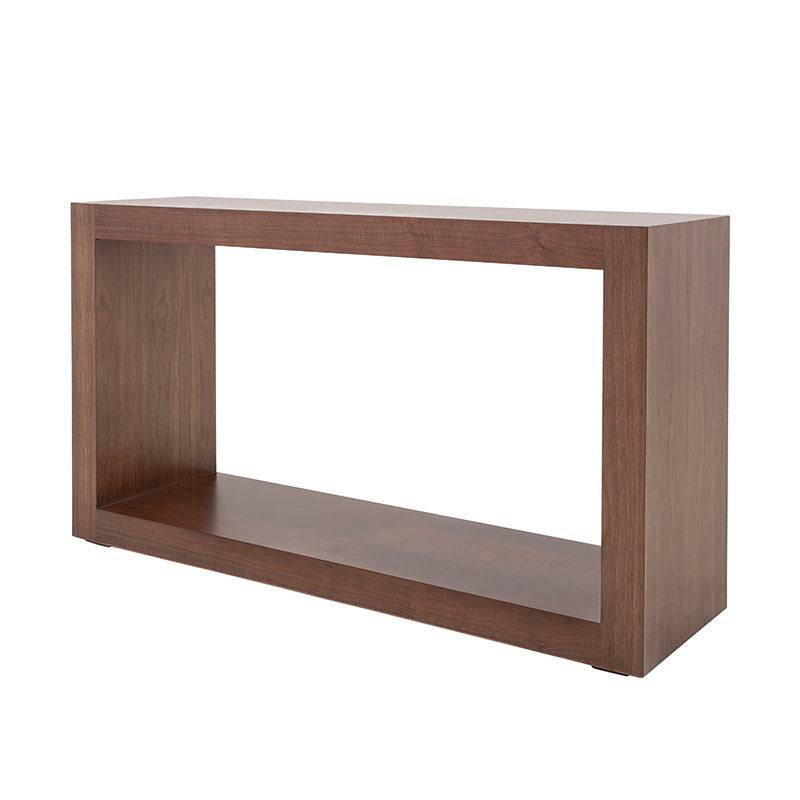 Consola Berne Made de Nogal, mueble de sala de 140 cm de ancho, 80 cm de alto y 40 cm de fondo, en acabado de chapa de nogal.