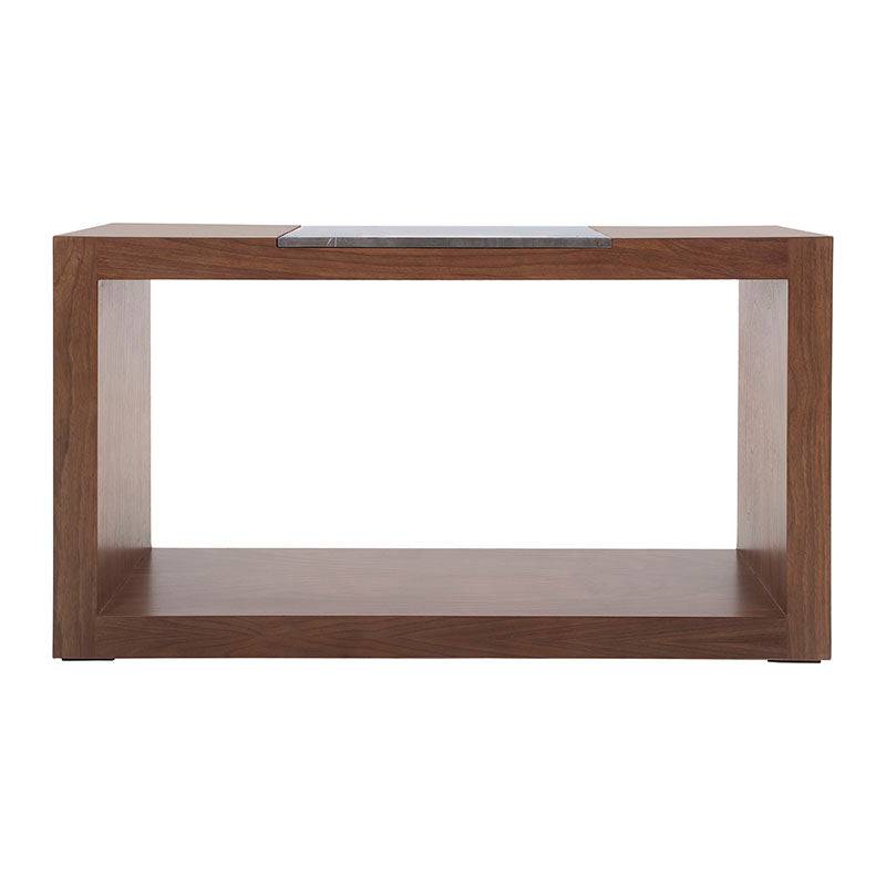 Consola Berne de color nogal gris con chapa de nogal y placa de mármol, medida 140x80x40 cm, de la marca deurope.com.mx.
