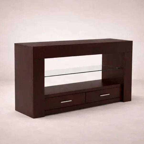 Consola London de Deurope.com.mx en madera de pino enchapada en maple americano, 150 cm de ancho, 80 cm de alto y 40 cm de fondo
