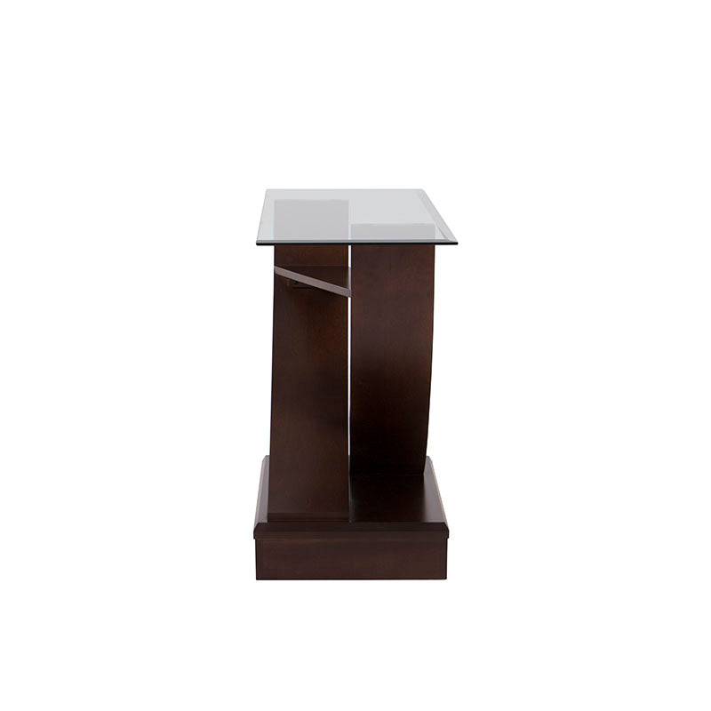Conjunto de comedor Aragón de 8 piezas de madera nogal y cristal, con consola de diseño elegante y medidas 130x83x42 cm.