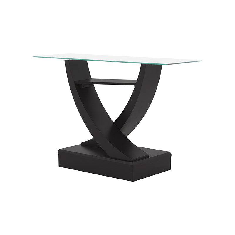 Juego de comedor Aragón de 8 piezas con estructura de madera nogal y cubierta de cristal, en un entorno elegante.