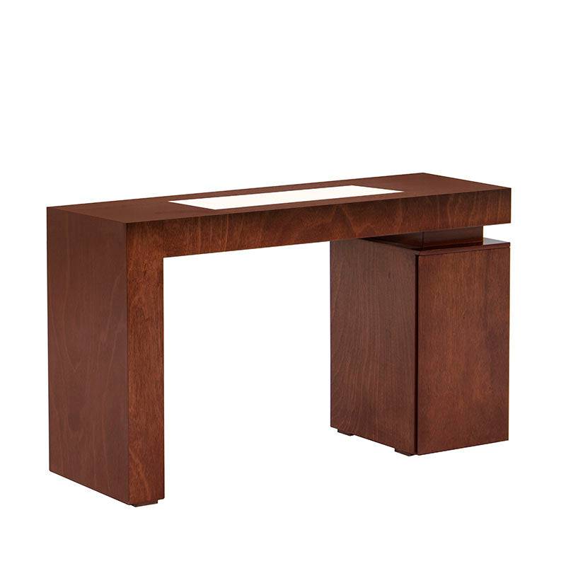 Consola Tamayo de madera de caoba con placa de mármol, dimensiones 140x75x40 cm, en estilo elegante y moderno.