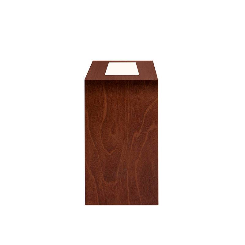 Consola Tamayo de couleur caoba con placa de mármol frente, dimensiones 140x75x40 cm, estilo elegante y moderna.