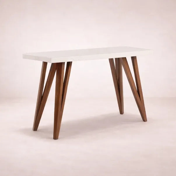 Juego de comedor Aragón de madera con estructura en color tabaco y cubierta de mármol, incluye 6 piezas.