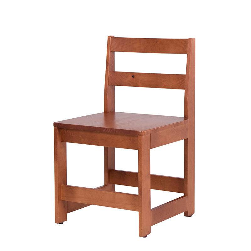 Silla para escritorio Texas de madera industrializada en color nogal, con respaldo y asiento acolchados.