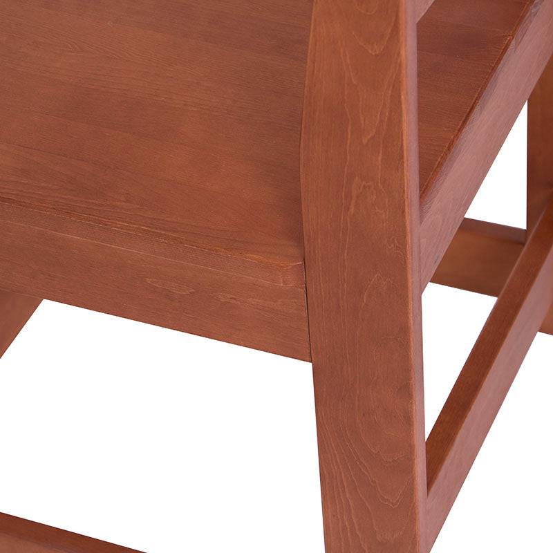Silla para escritorio Texas de madera de pino con diseño industrial, frente vista, en color nogal, deurope.com.mx