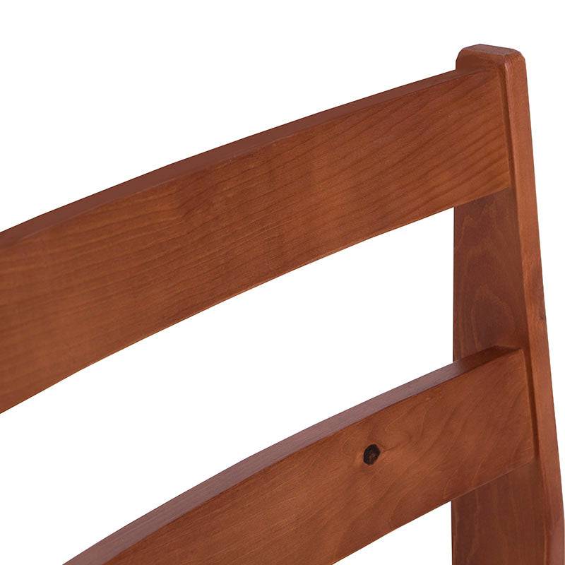 Silla para escritorio Texas de madera industrializada en color nogal, vista frontal, con medidas de 55x87x48 cm.