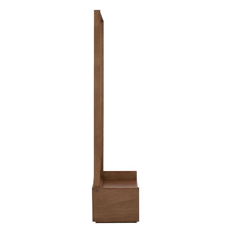Espejo de pie de cuerpo completo de color nogal con marco de madera y espejo grande en el centro, ideal para vestidor o habitación.