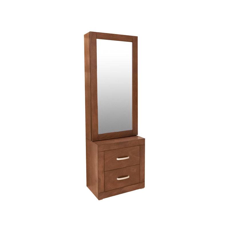 Espejo de pie con cajones del Juego de Recámara Atenas deurope.com.mx, en madera clara con diseño elegante y funcional.