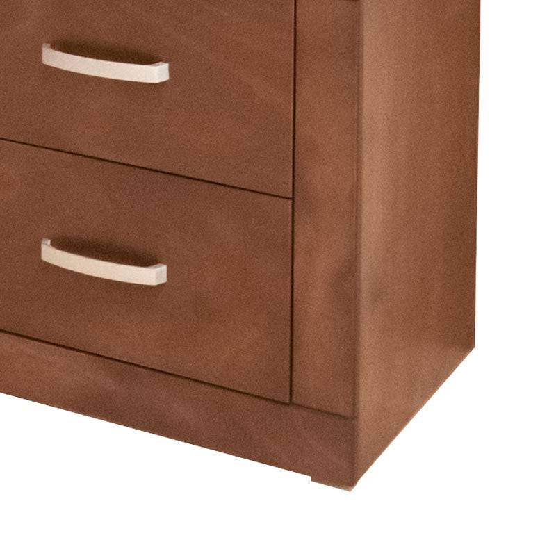 Espejo de pie de madera con cajones en el juego de recámara Atenas deurope.com.mx, estilo elegante y acabado en madera clara.