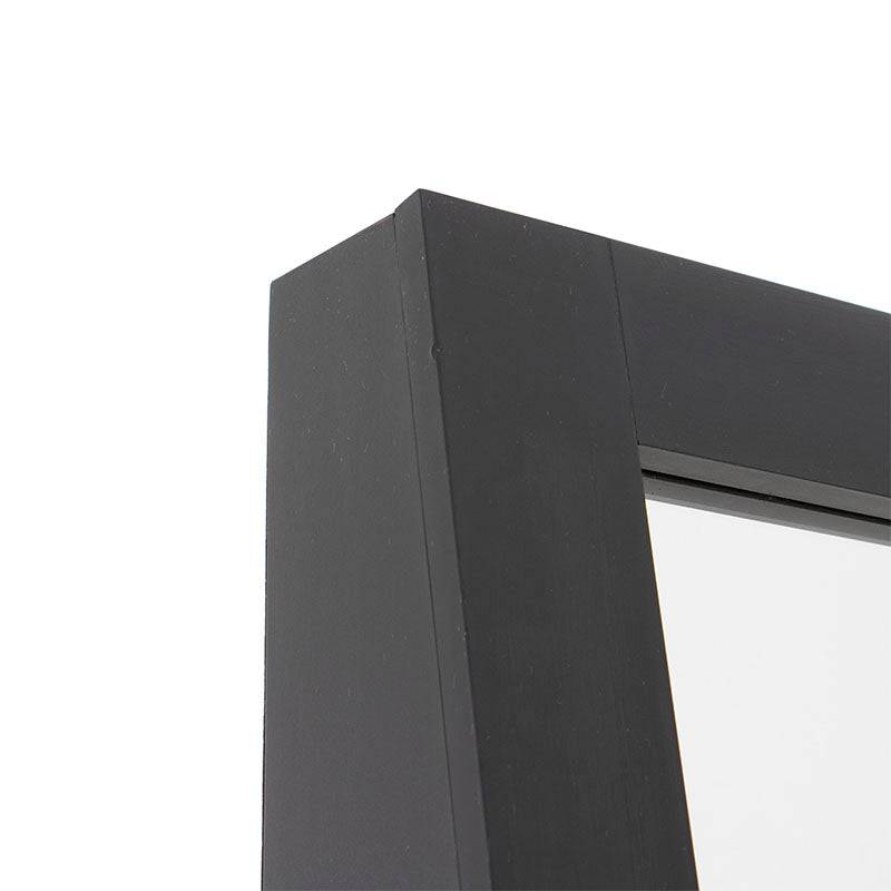 Espejo de pie negro Lazy de deurope.com.mx con estructura de melamina, tamaño alto y fondo de 40 cm, ideal para dormitorios.