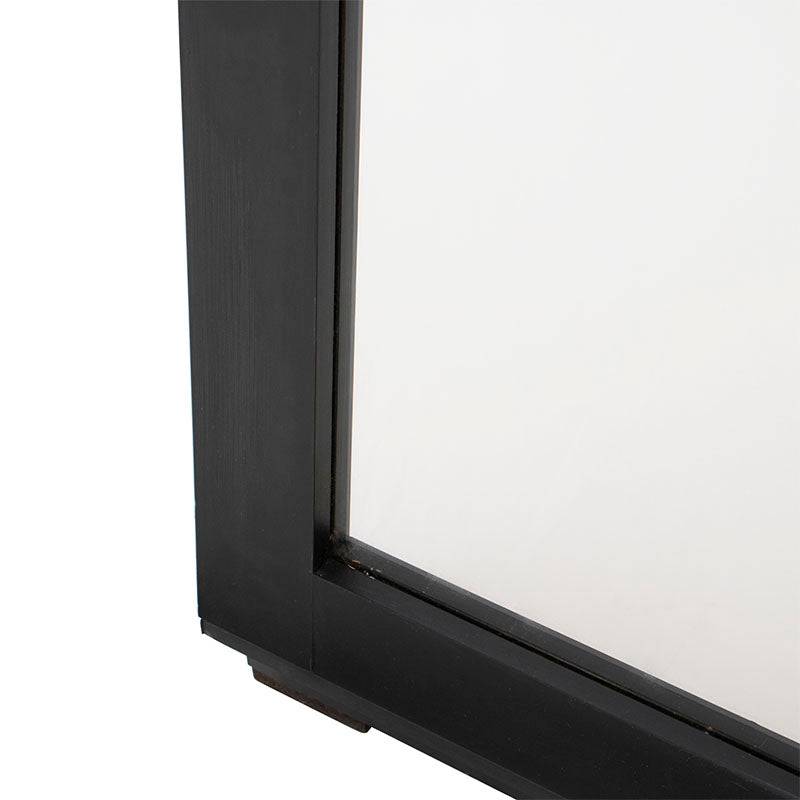 Espejo de pie negro Lazy con estructura de melamina, 180 cm de alto, 60 cm de ancho y fondo de 40 cm, en interior moderno.