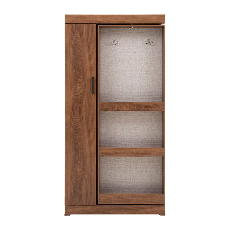 Espejo de pie Alejandría de madera nogal, con marco industrial y tamaño alto de 184 cm, en un ambiente moderno y elegante.