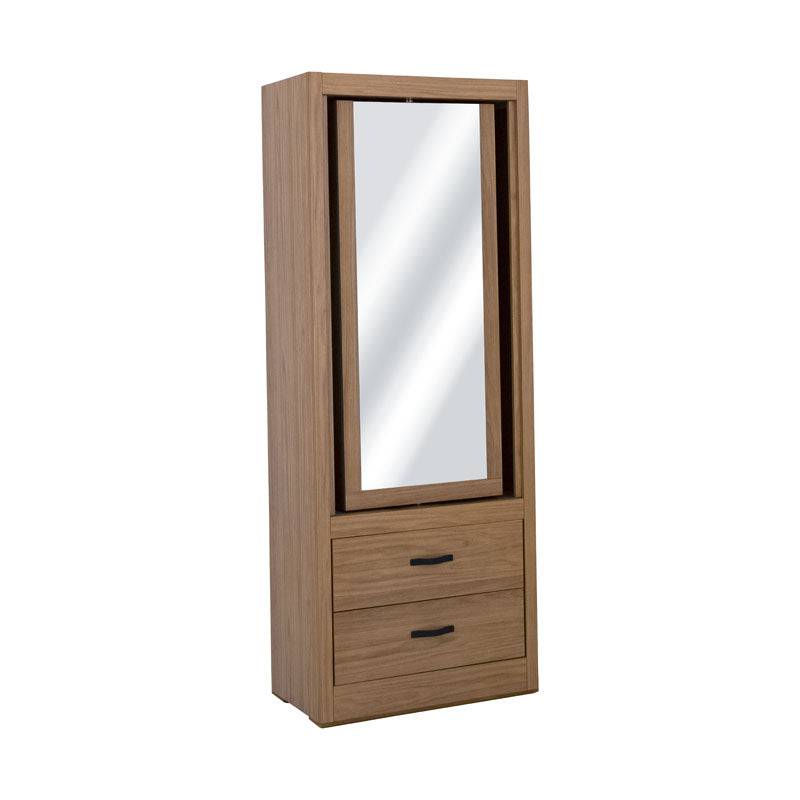 Espejos de pie de madera nogal MDF melamina Luna Allure, estilo elegante, con marco rectangular y altura de 180 cm.