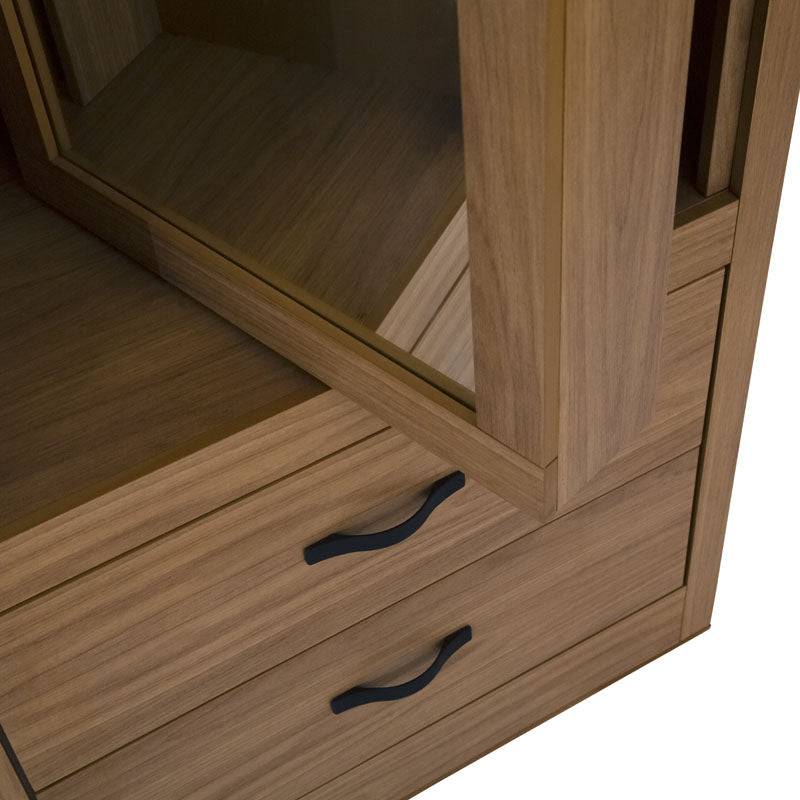 Espejos de pie luna Allure para recámara, estructura de madera MDF en tono nogal, con dimensiones de 70x180 cm.