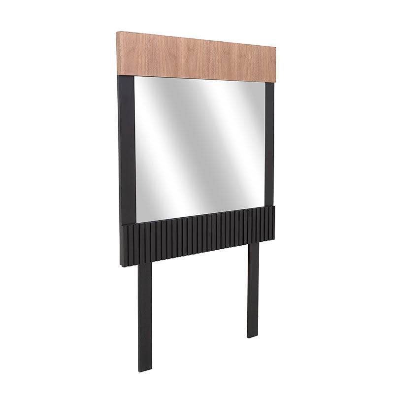 Espejo Jess de madera de pino con marco en nogal negro, espejo empotrado de 100x110 cm con acabado elegante.