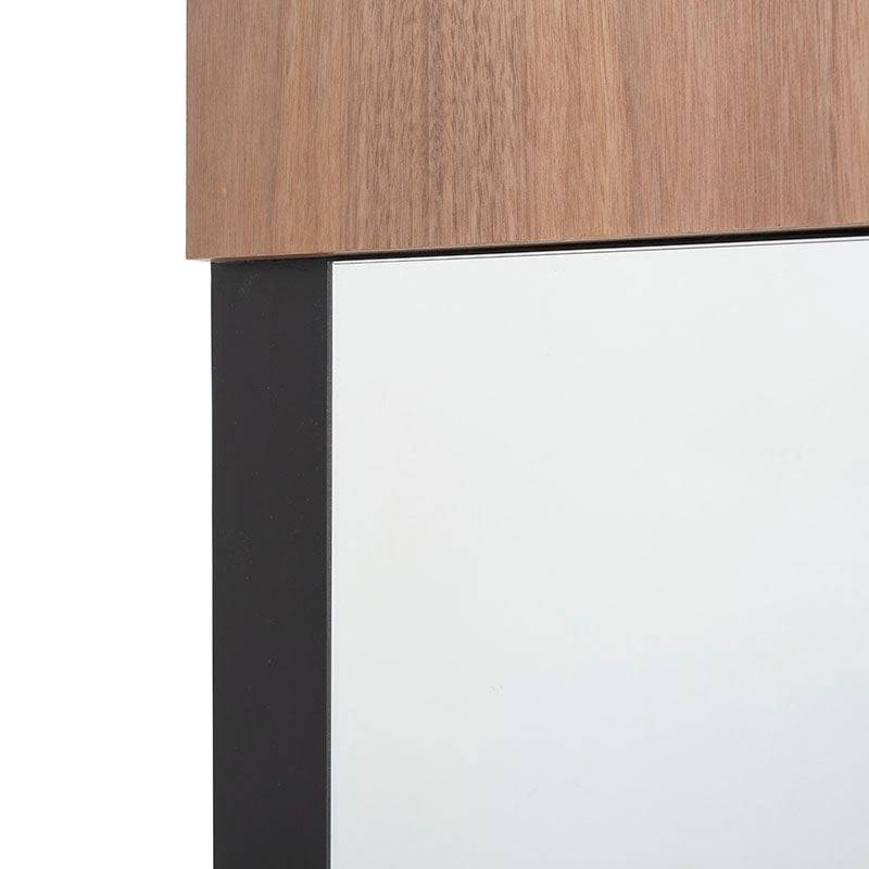Espejo Jess de Deurope con marco de madera de pino en acabado nogal negro, de 100x110 cm, con espejo grande y elegante.