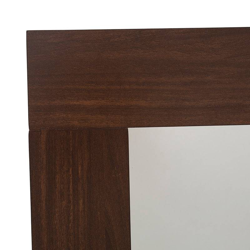 Espejo Boston de madera oscura con marco de 80 cm de ancho, 110 cm de alto y 5 cm de fondo, estilo industrial.
