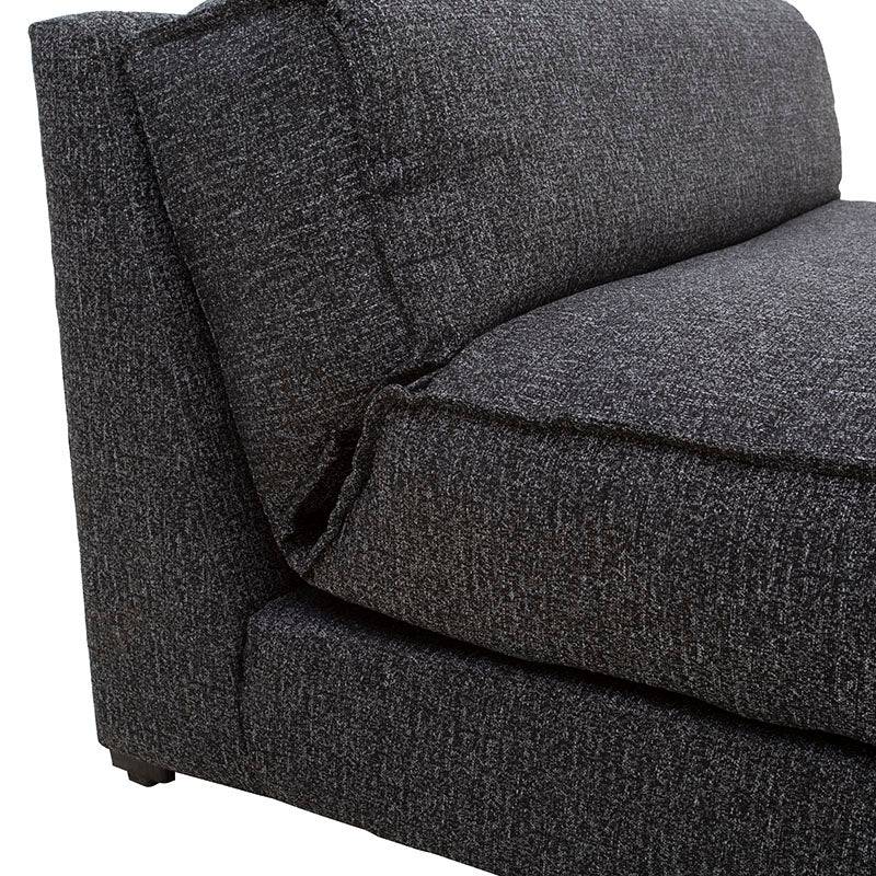 Futón Blux deurope.com.mx en tapiz gris con textura tipo jaquard, frente, 86 cm alto, 62 cm fondo, 100 cm ancho.