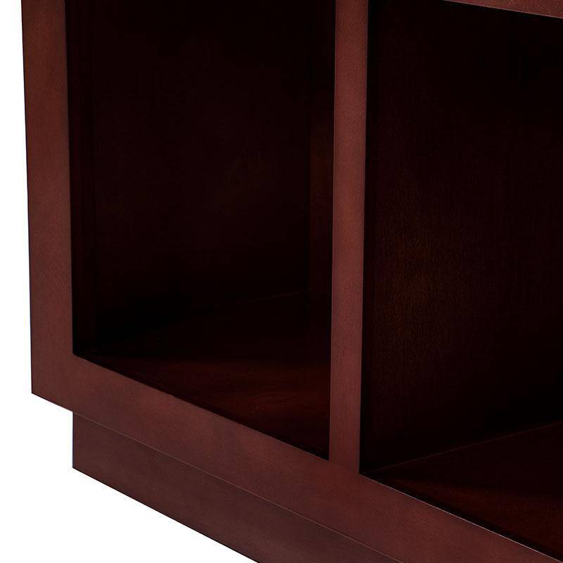 Librero con puertas Quebec de madera de nogal, encino y okume, madera de 100 cm de alto, 180 cm de ancho y 35 cm de fondo.