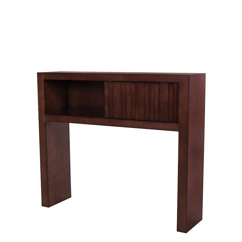 Librero superior Quebec de madera de nogal, encino y okume, con puertas y estantes en acabado natural, deurope.com.mx