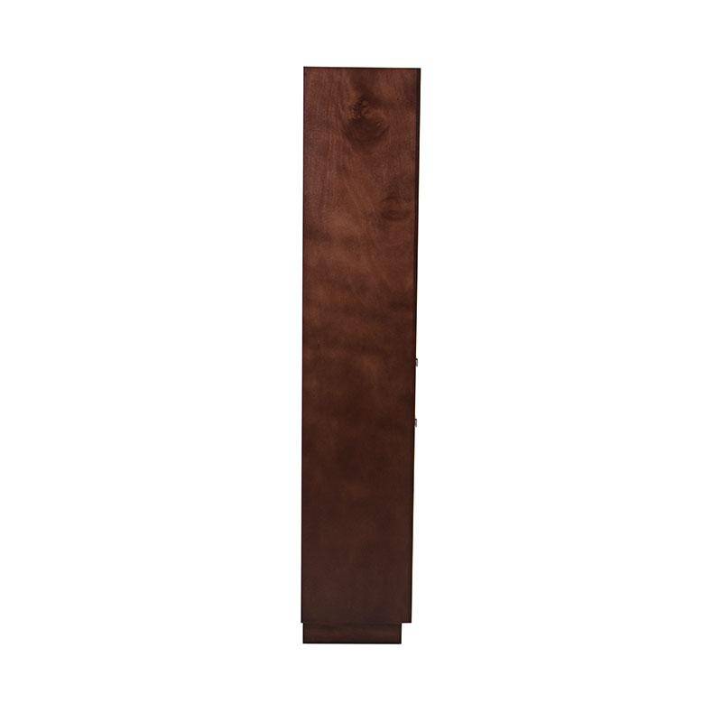 Librero Quebec de madera de nogal, encino y okumé con 60 cm de frente, 180 cm de alto y 35 cm de fondo, estilo moderno.