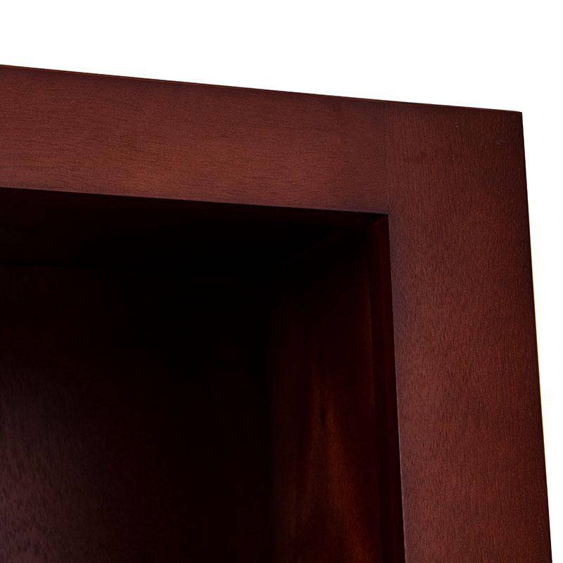 Librero Quebec de madera de nogal, encino y okumé, con 60 cm de frente, 180 cm de alto y 35 cm de fondo, en estilo moderno.