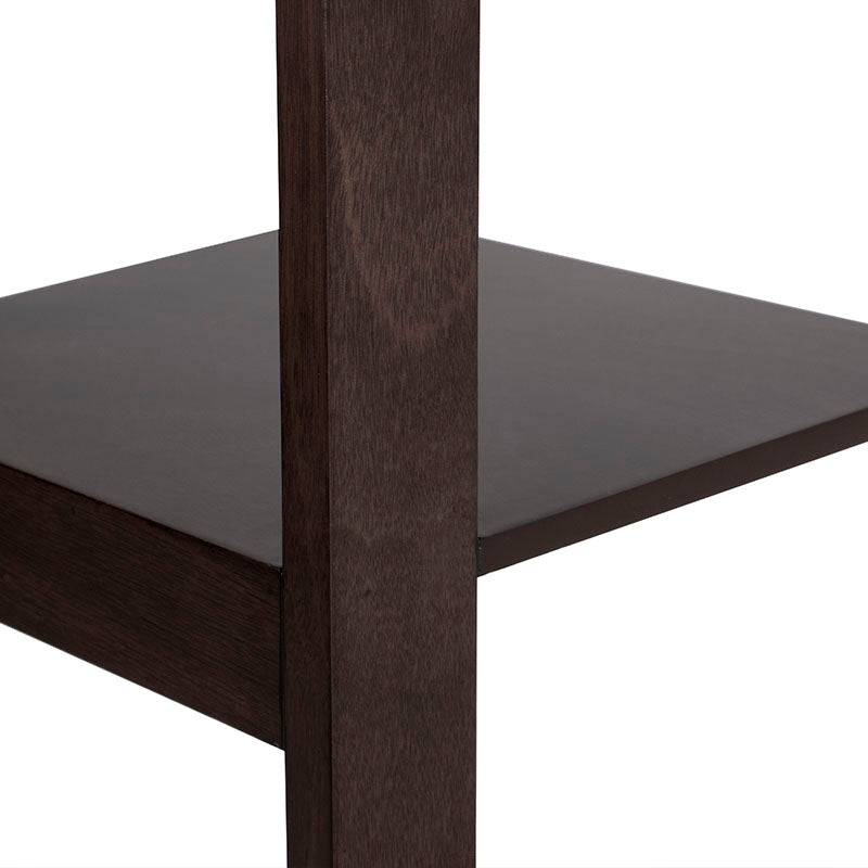 Librero Cay de madera en tono tabaco con acabado caoba, frente de 40 cm y altura de 190 cm, fondo de 30 cm, en estilo moderno.