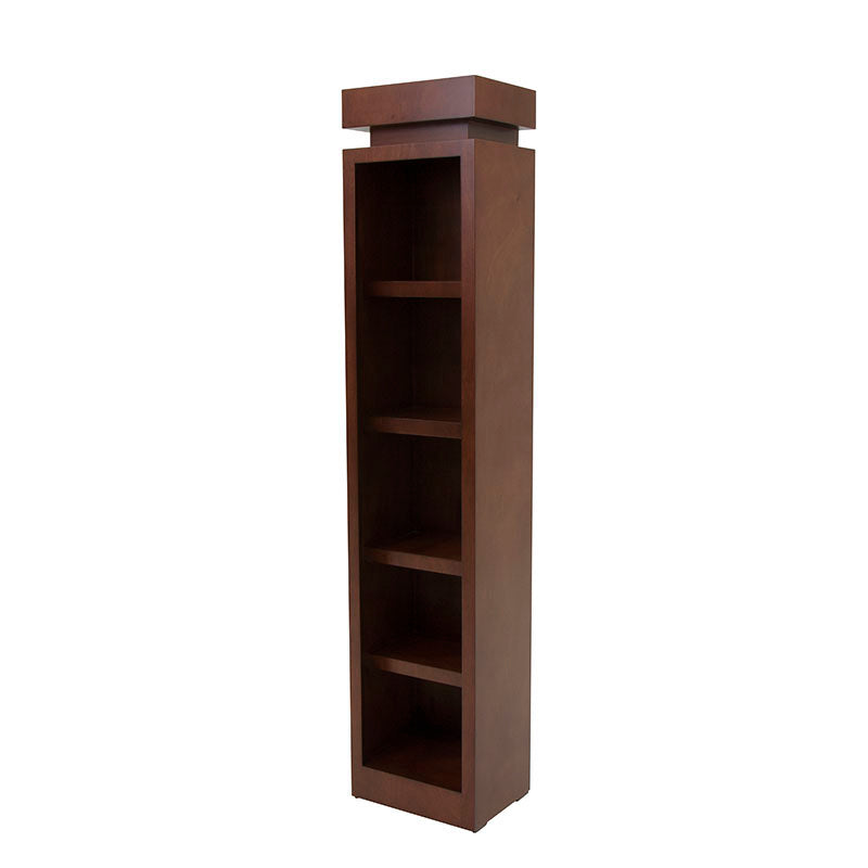 Librero Tamayo de 40 cm de madera de caoba, con estantes en acabado tabaco y diseño elegante, altura de 190 cm.