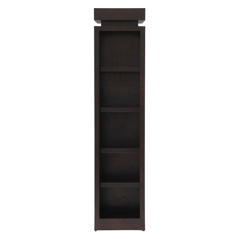 Librero Tamayo de 40 cm de ancho con acabado en chapa de caoba, diseño elegante y estructura de madera en tono tabaco.