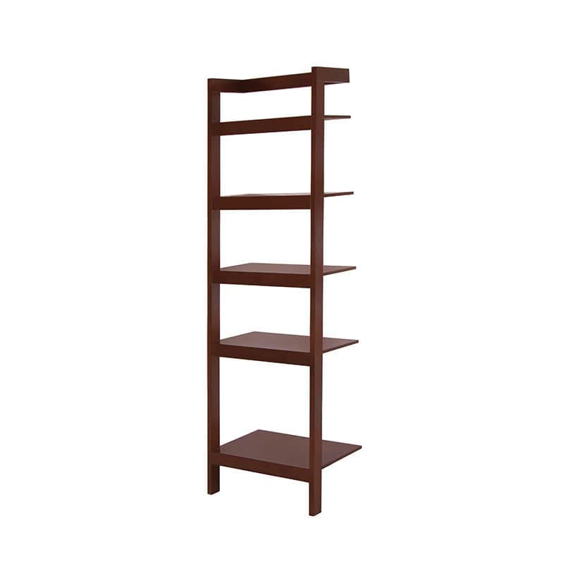 Librero de madera en tono tabaco con chapa de caoba, frente de 60 cm, alto 190 cm y fondo 30 cm, modelo Cay deurope.com.mx