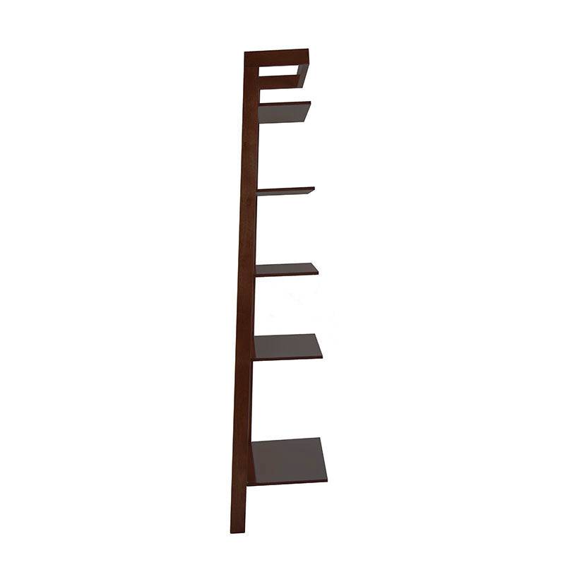 Librero Cay de 80cm de Deurope.com.mx en chapa de caoba, con estantes abiertos y estructura de madera en color tabaco.