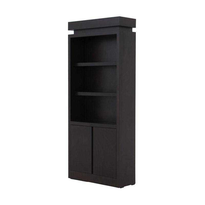 Librero Tamayo de 80 cm de marca deurope.com.mx en acabado en chapa de caoba, con estantes y diseño elegante.