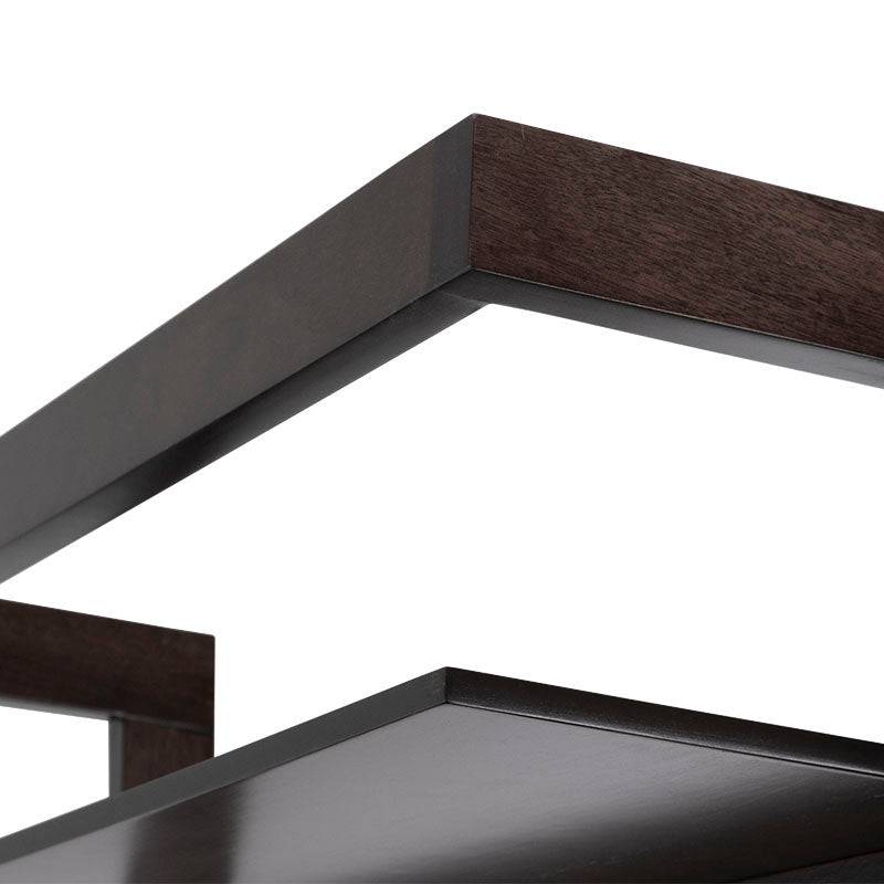 Librero con escritorio de madera de caoba en tono tabaco, con estantes y espacio para almacenamiento, deurope.com.mx