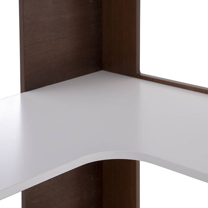 Cama alta con escritorio Elis de Deurope en color blanco y nogal, con estructura de madera industrializada, vista frontal.