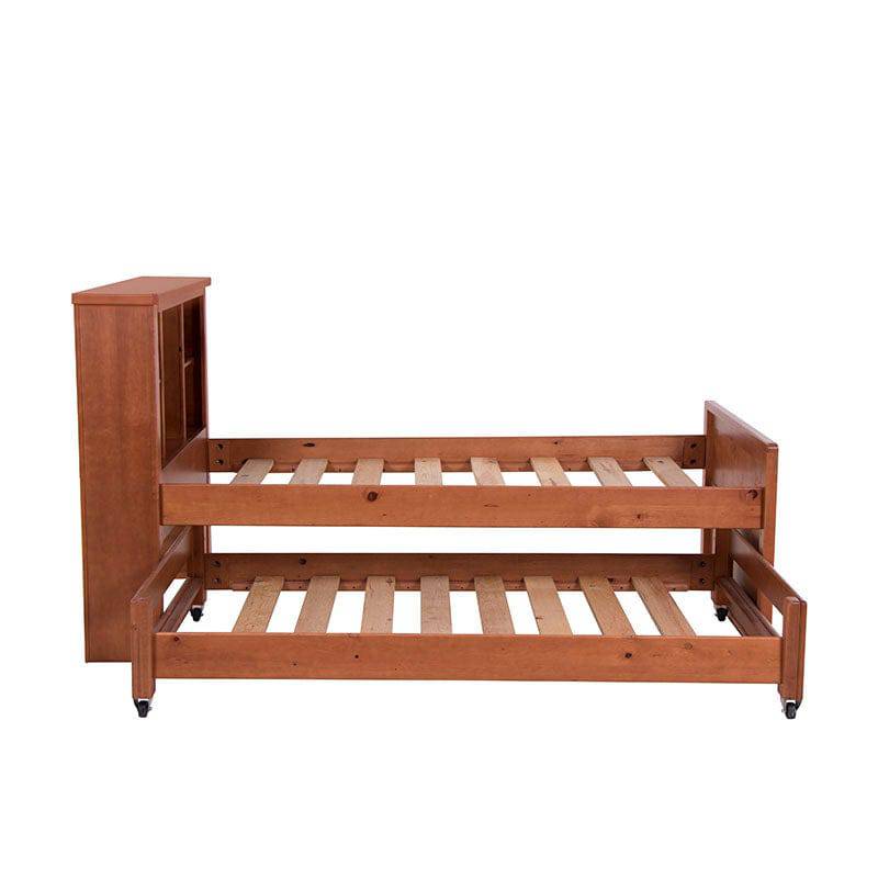 Cama doble Texas de madera de pino, con estructura de madera industrializada, frente de 122 cm, altura de 115 cm, fondo de 204 cm
