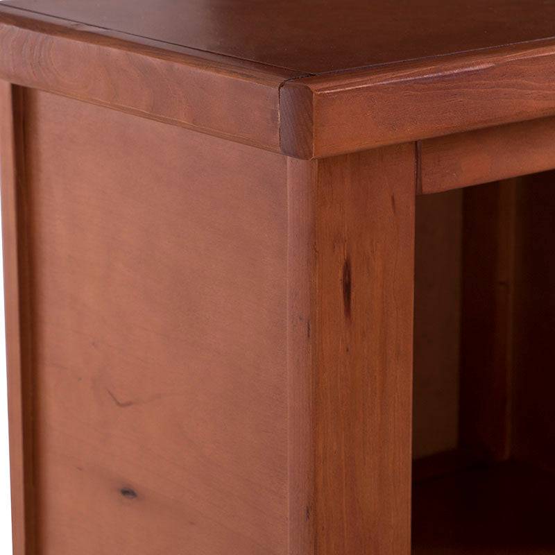Cama doble Texas de madera de pino con acabado nogal, diseño industrial, frente de 122 cm, alto 115 cm, fondo 204 cm.