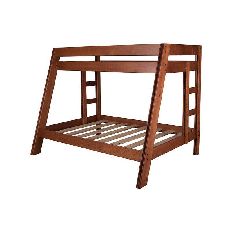 Litera Family de madera de pino y nogal, estructura robusta, con frente y dimensiones de 204 cm de alto, 162 cm de ancho y 160 cm de fondo.