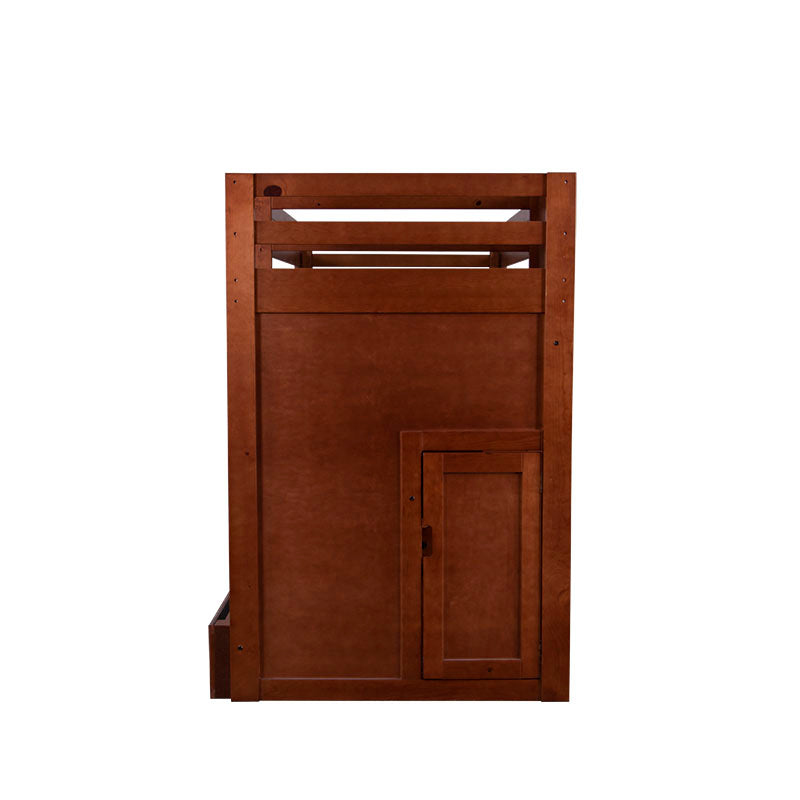 Cama alta Tenesse de madera de pino con estructura en nogal, tamaño 253 cm alto, 124 cm fondo y 108 cm de ancho, deurope.com.mx