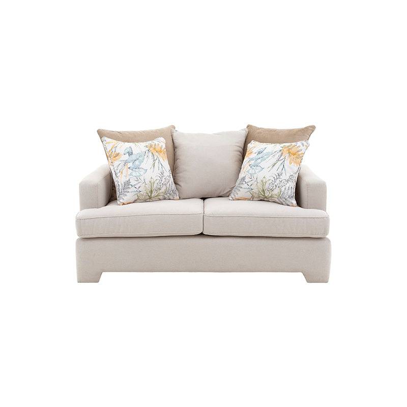 Juego de sala Tamayo de 2 piezas en tela beige claro, sofá loveseat con estructura y cojines cómodos.