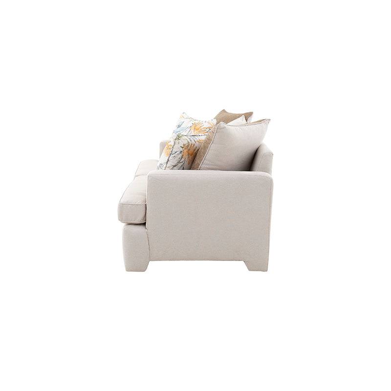 Juego de sala Tamayo de 2 piezas en tela beige claro, sofá loveseat con estructura moderna y cómodo diseño.