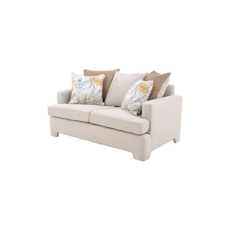 Juego de sala Tamayo de 2 piezas en tela beige claro, sofá loveseat con estructura resistente y diseño moderno.