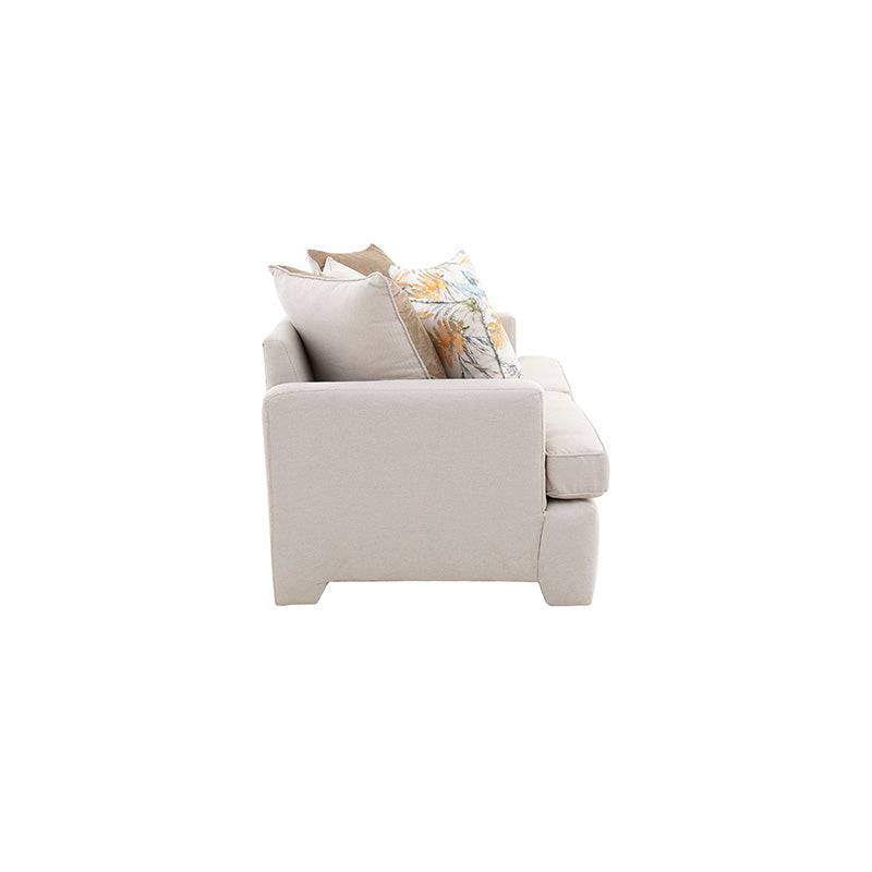 Juego de sala Tamayo de 2 piezas en tela beige claro, sofá compacto con respaldo y asientos cómodos.