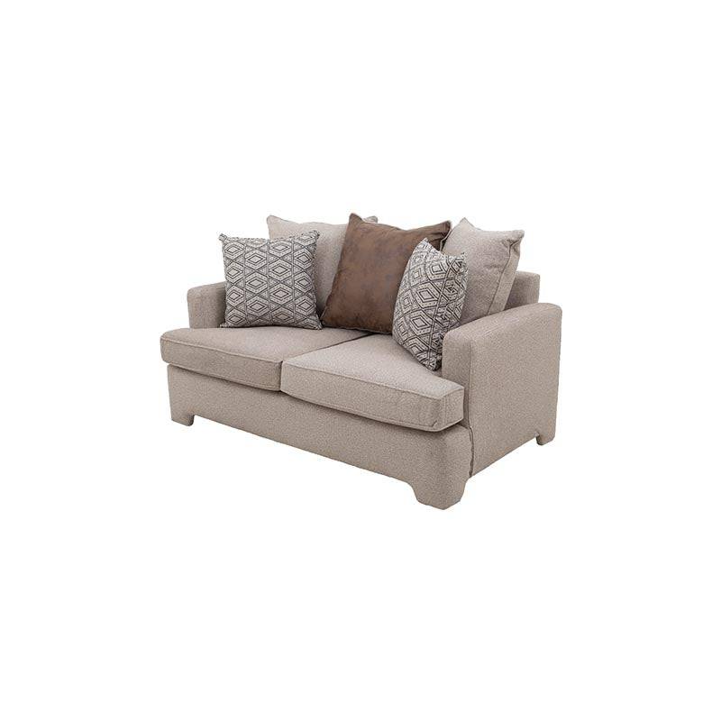Juego de sala Quebec deoupe.com.mx, sofá loveseat café con tela afelpada y textura suave, medidas 159x94x95 cm.
