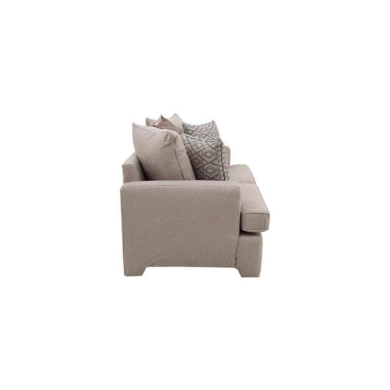 Juego de sala Quebec deoupe.com.mx, sofá de dos plazas con tejido afelpado en color café y textura suave.