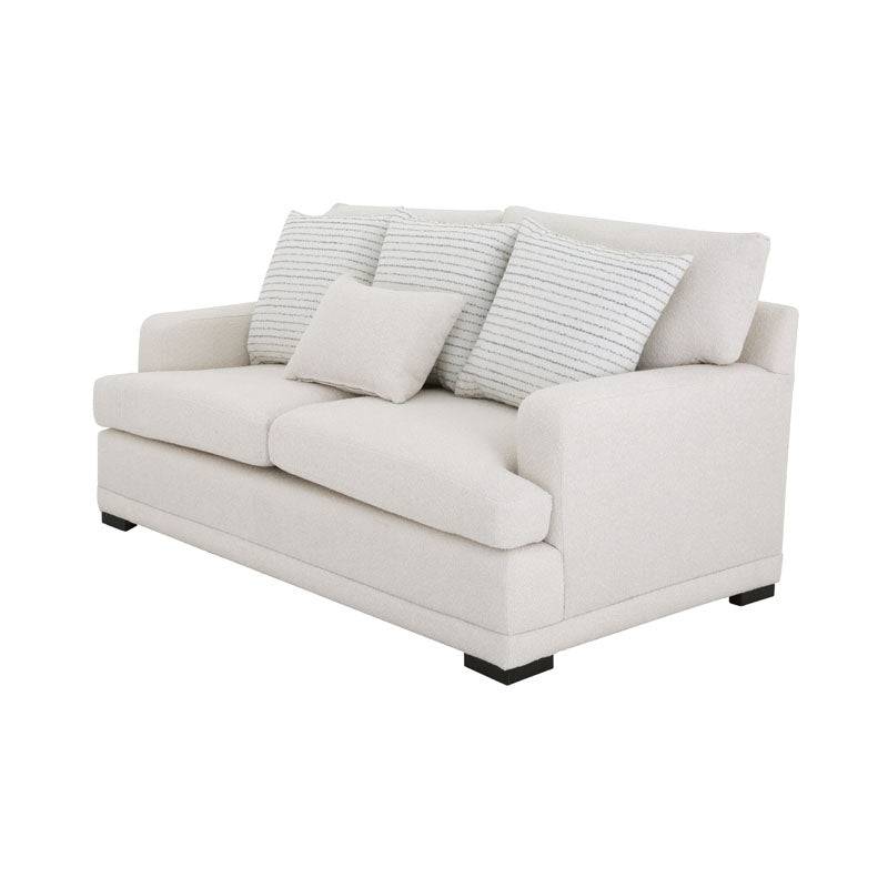 Sofá loveseat Oliver de deurope.com.mx con tapizado en color gris, asiento cómodo y diseño moderno para sala de estar.