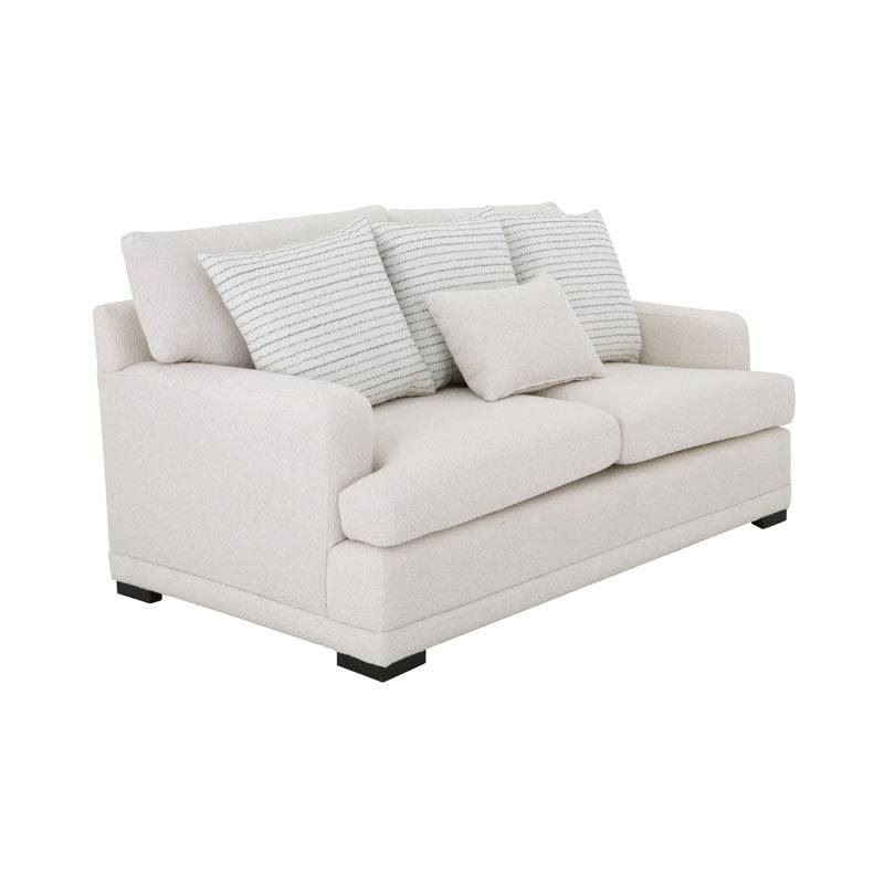 Sofá loveseat Oliver de deurope.com.mx en color gris, con cojines acolchados y diseño moderno para sala de estar.